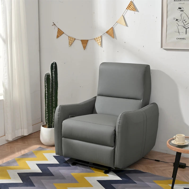 Power Recliner with USB Port, Space-Saving Wall Hugger Recliner