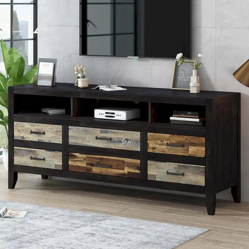 TV Stand with 6 Drawers and 3 Shelves