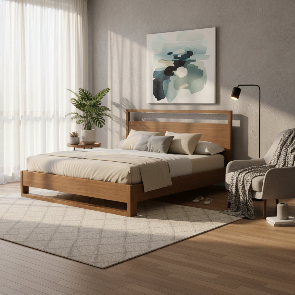 Brown Wood Queen Bed Frame