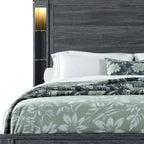 Dark Gray Distressed Wood Lighted King Bed Frame