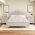 Queen LED Light Upholstered Platform Bed with Adjustable Lighting