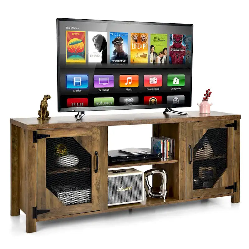 Costway TV Stand Entertainment Media Center for TVs up to 65 w/Steel - 58 x 15.5 x 24