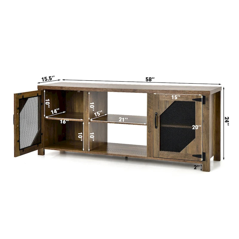 TV Stand Entertainment Media Center for TVs up to 65 w/Steel - 58 x 15.5 x 24
