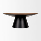 40 Brown and Black Solid Wood and Iron Round Pedestal Coffee Table - 40' X '16.5' X '40