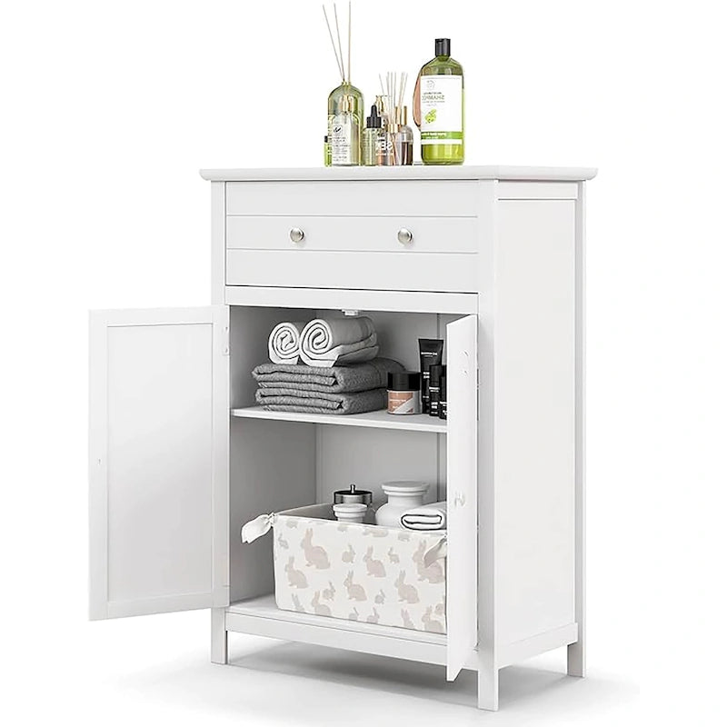 Bathroom Storage Cabinet Free Standing Large Drawer W/Adjustable