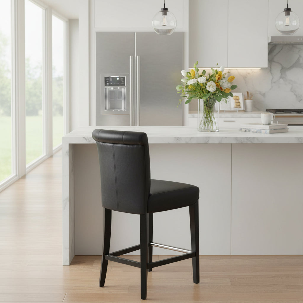 SAFAVIEH Jenelle Black Faux Leather 23-inch Counter Stool - 18.7 W x 23 D x 36.4 H - 19Wx23Dx36H
