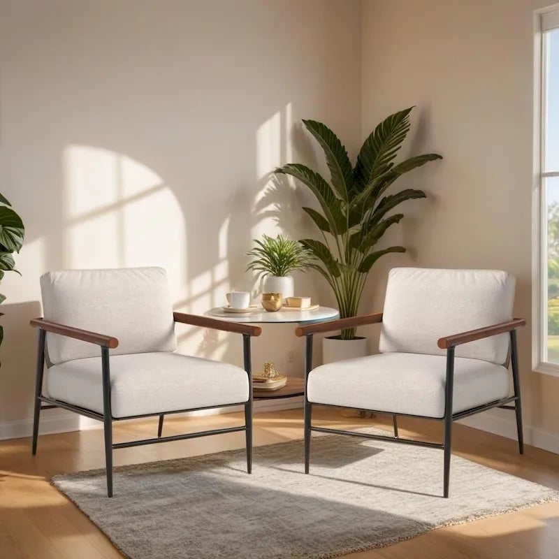 Comfy Simple Upholstered Single Armchair for Living Room