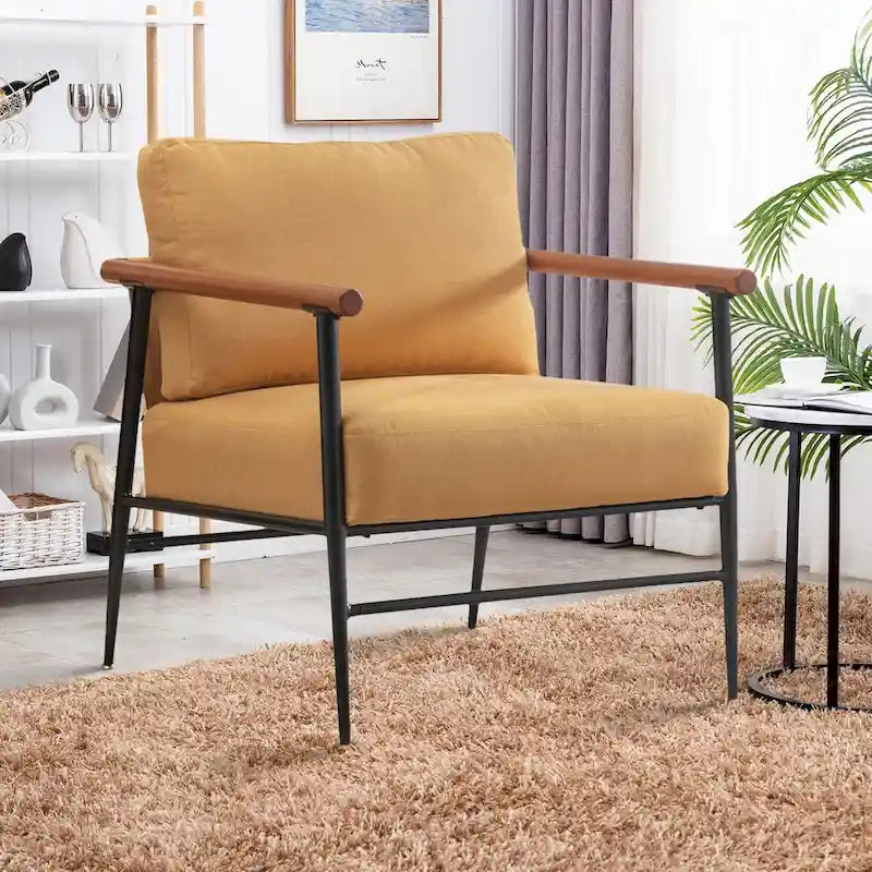 Comfy Simple Upholstered Single Armchair for Living Room
