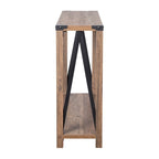 2-Tier Console Table with Metal Side Braces and Corner Caps
