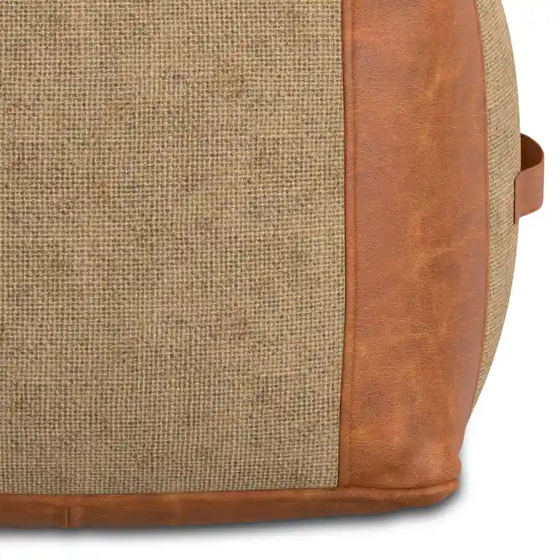 Boho Square Pouf in Tan Genuine Leather