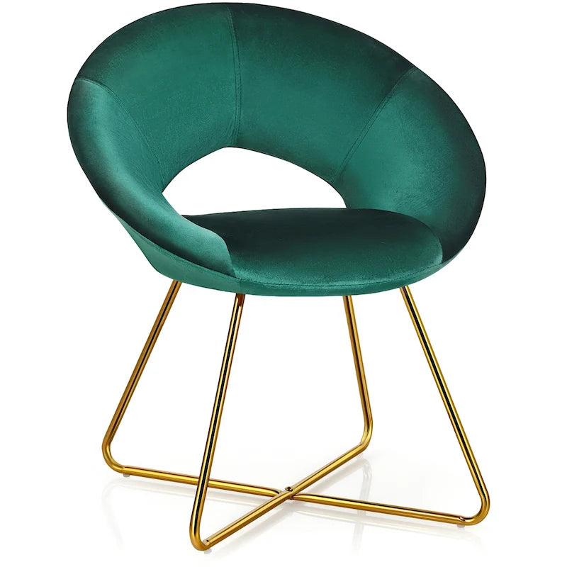 Modern Velvet Accent Chair Upholstered Vanity Chair w/Golden - See Details