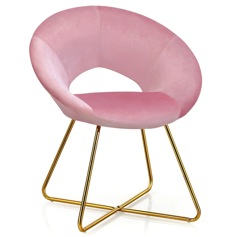 Modern Velvet Accent Chair Upholstered Vanity Chair w/Golden - See Details