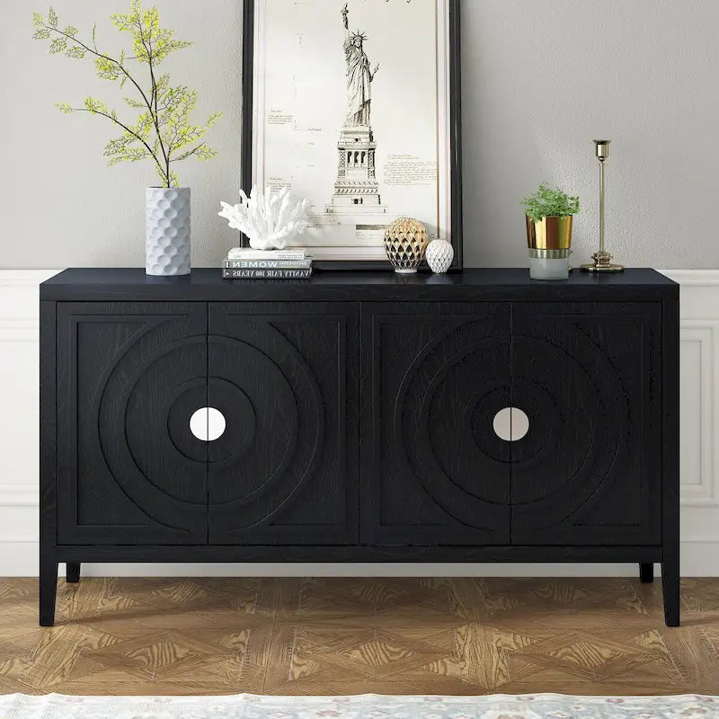 Retro Sideboard door with Circular Groove Design cabinets