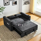 2-Seat Sleeper Sofa Bed with USB Power Outlet, Side Pockets and Lumbar Pillow