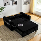 2-Seat Sleeper Sofa Bed with USB Power Outlet, Side Pockets and Lumbar Pillow