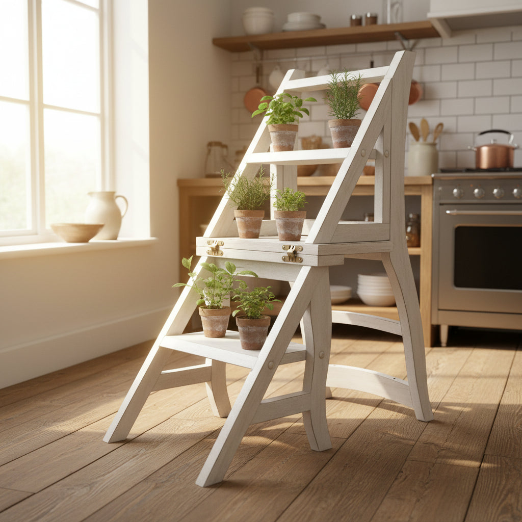Living Folding Library Chair - Antique White