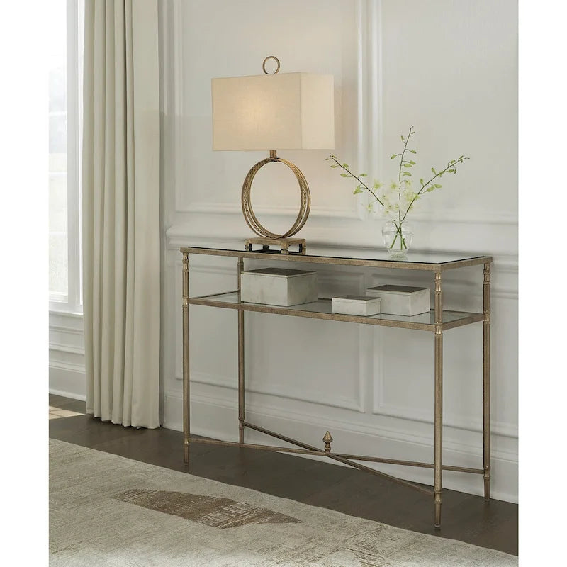 Signature Design by Ashley Cloverty Aged Gold Sofa Table - 45 W x 14 D x 33 H