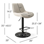 18 Bigger Base Vinyl Adjustable Height Swivel Bar Stool, Set of 2