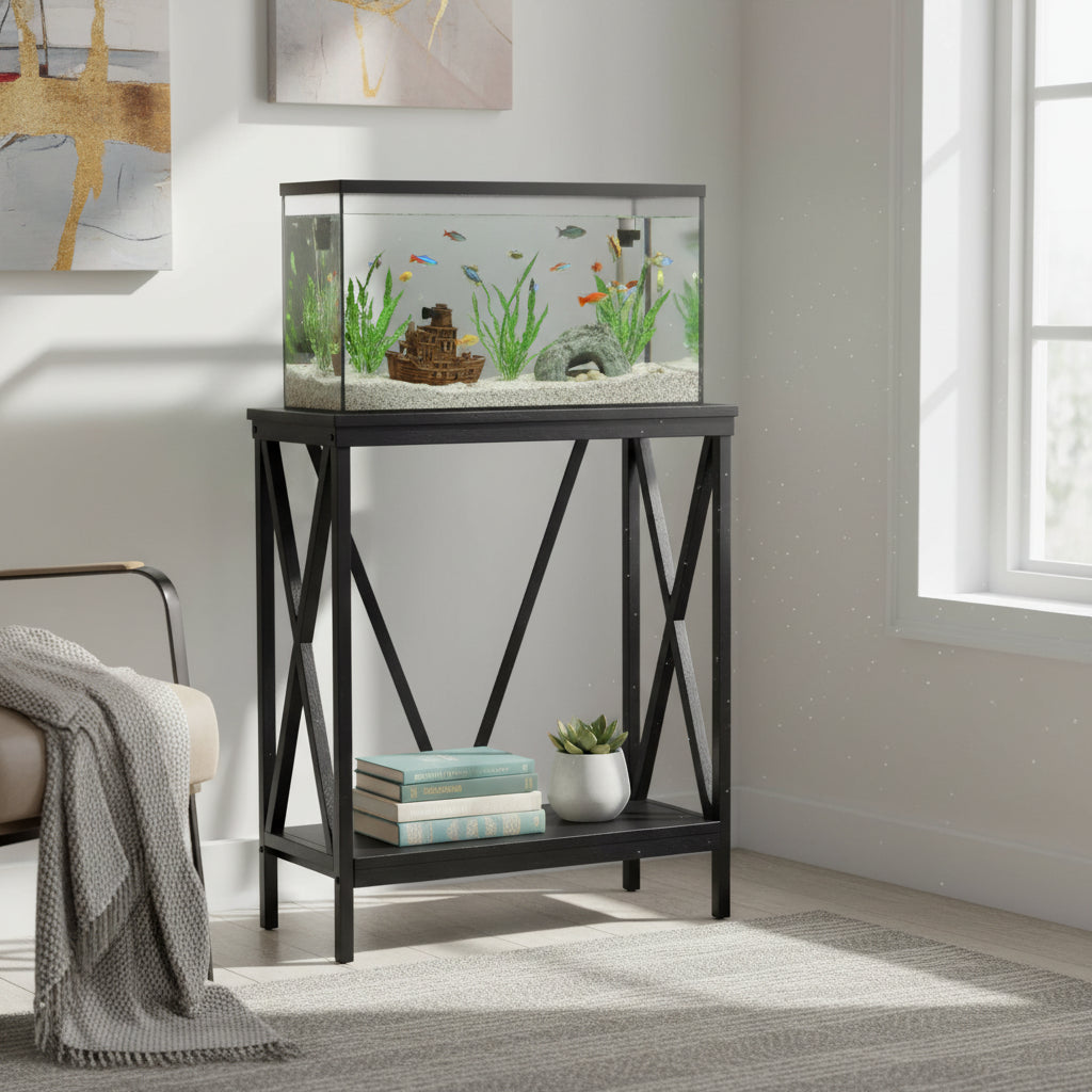 20 Gallon Steel X-Frame Aquarium Stand in Black